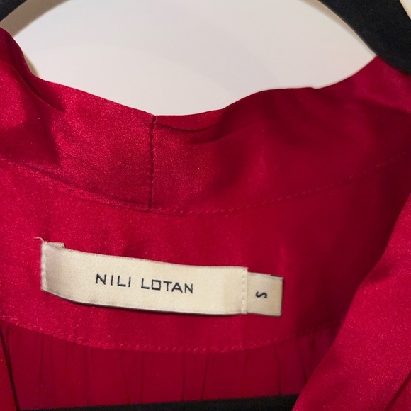 Nili Lotan Red Silk Satin Tie Front Dress 100% Luxe Long Sleeve Women's Small - Picture 3 of 7